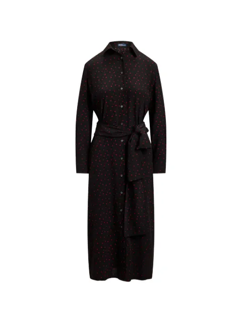 Polo Ralph Lauren polka-dot-print belted midi shirt dress Black 211B22766001