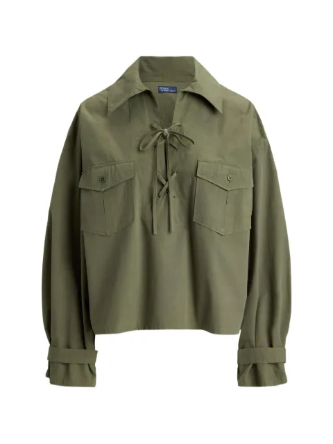 Polo Ralph Lauren lace-up cotton blouse Green 211B31511002