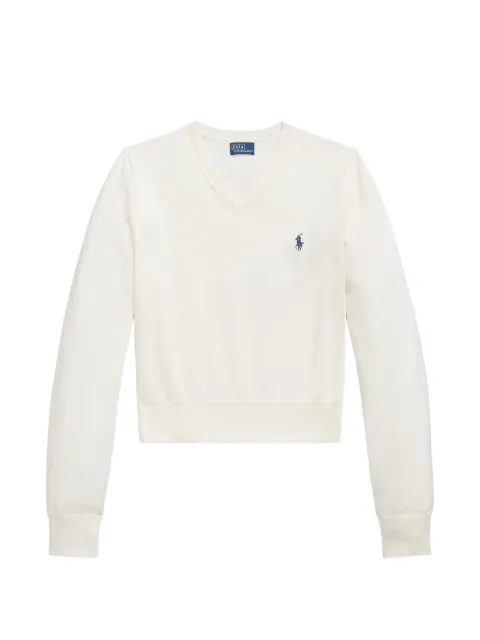 Polo Ralph Lauren cotton-blend shrunken V-neck jumper Neutrals 211B17737003
