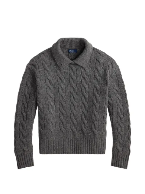 Polo Ralph Lauren cable-knit polo-collar wool sweater Grey 211972129500