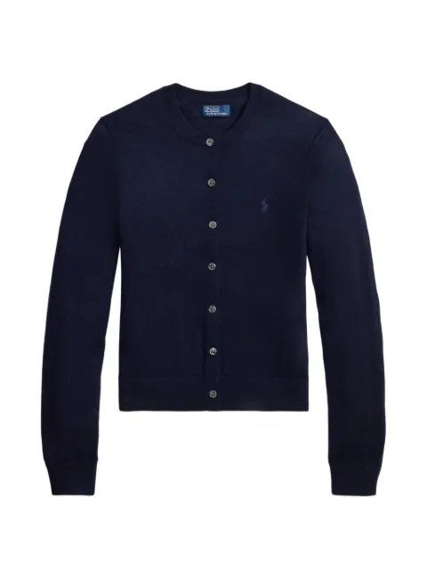 Polo Ralph Lauren crewneck embroidered-logo wool cardigan Blue 211A99832003