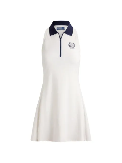 Polo Ralph Lauren Wimbledon logo crest quarter-zip dress White 211B16038001