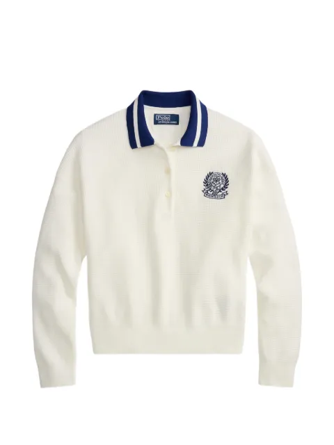 Polo Ralph Lauren Wimbledon waffle-knit embroidered sweater Neutrals 211B15796001