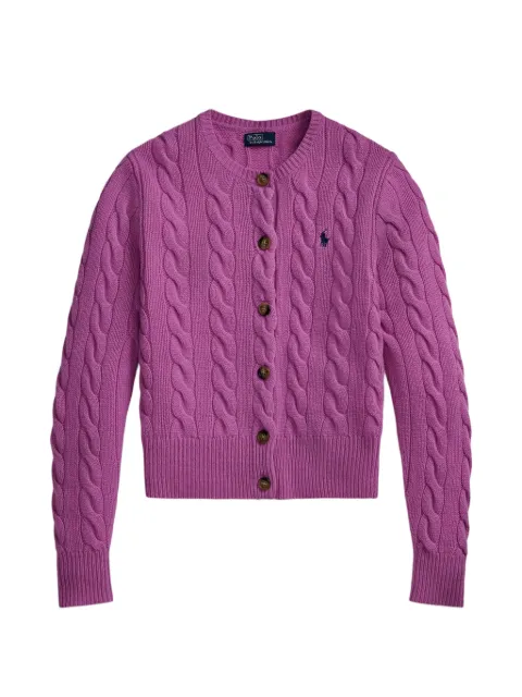 Polo Ralph Lauren cable-knit logo-embroidered cardigan Pink 211972104510