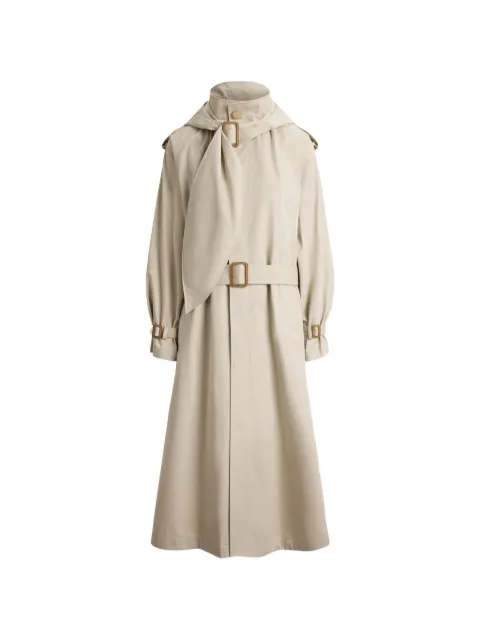 Polo Ralph Lauren buckled-scarf A-line trench coat Neutrals 211B17296001