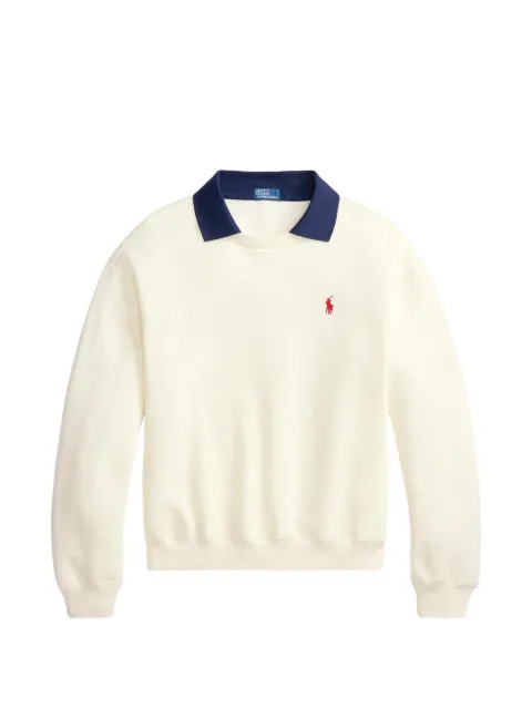 Polo Ralph Lauren logo-embroidered contrast-collar sweater White 211B17785002