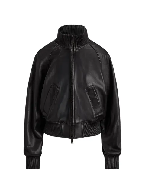 Polo Ralph Lauren ribbed-trim leather jacket Black 211A93148002