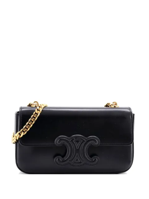 Celine Pre-Owned Triomphe Chain Leather Small shoulder bag Black J6AH1HLH71YNEZP4