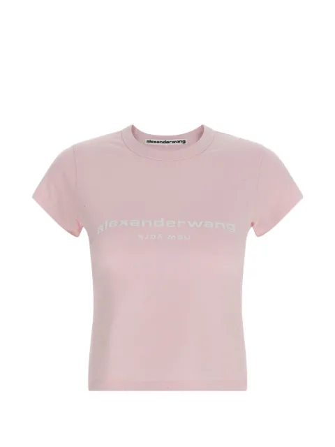 Alexander Wang crystal hotfix logo cotton baby tee Pink 1CC2261292