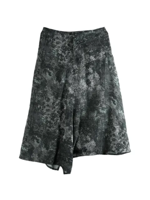 Y's abstract-print asymmetric-hem trousers Grey YKP125141
