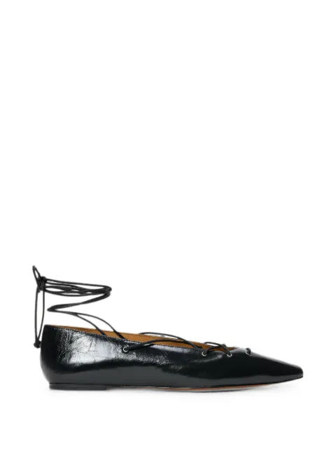 Polo Ralph Lauren lace-up pointed ballet flats Black 818P11009001
