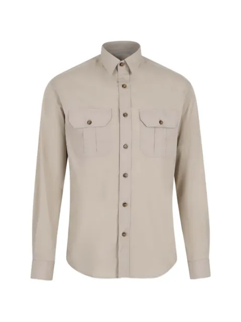 Canali flap-pocket shirt Neutrals CSL2067GL03657
