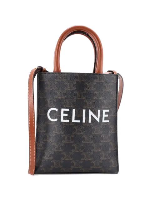 Celine Pre-Owned Vertical Cabas Tote Triomphe Coated Canvas Mini satchel Brown V7HZ4GFEL946BJSX