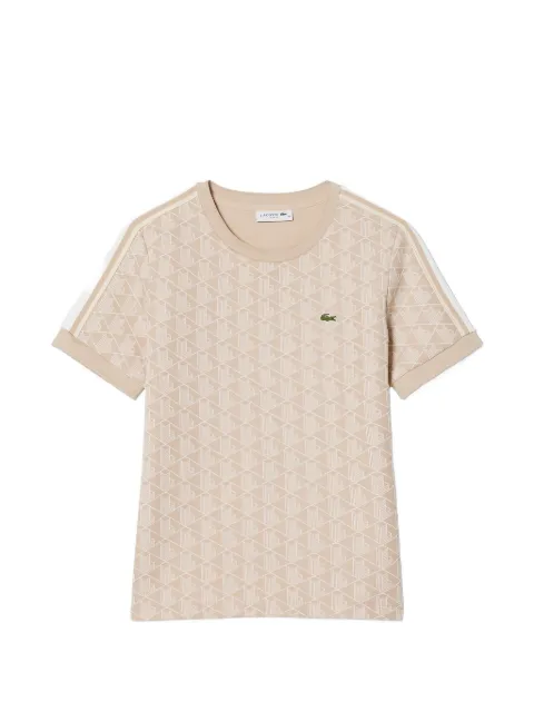 Lacoste geometric print striped T-shirt Neutrals TF3244