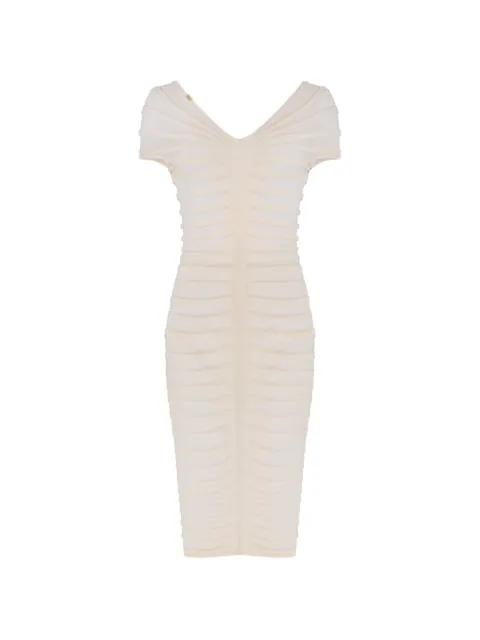 Elisabetta Franchi cotton thread and viscose dress Neutrals AM26T62E2