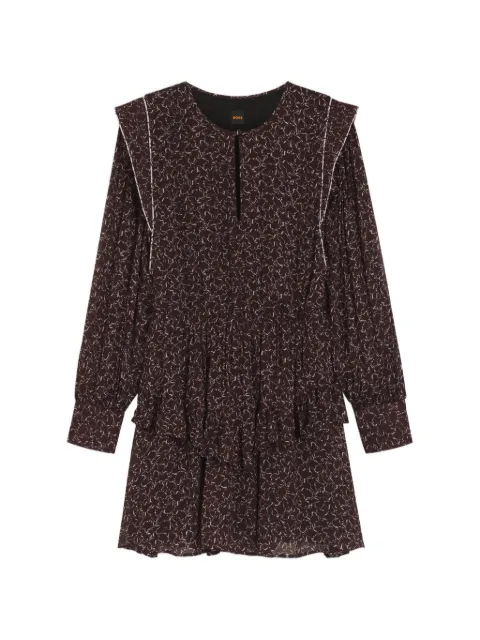 BOSS contrast-piping mini dress with modern print Brown 50553861