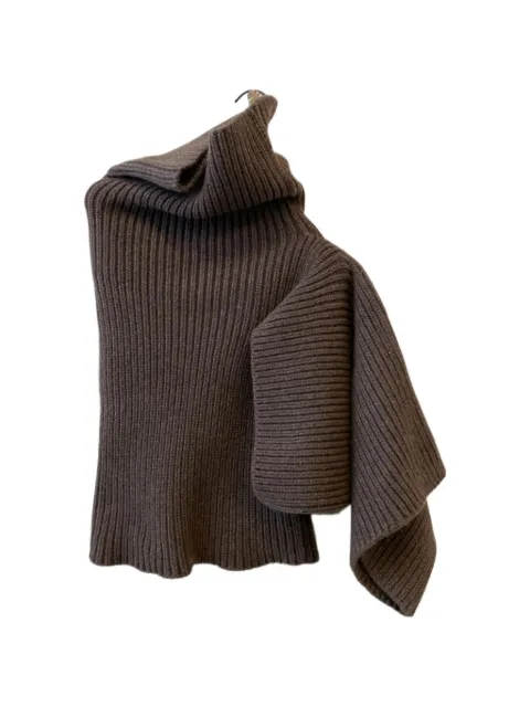 Rick Owens turtleneck ribbed knit top Brown RO02D3673HWS