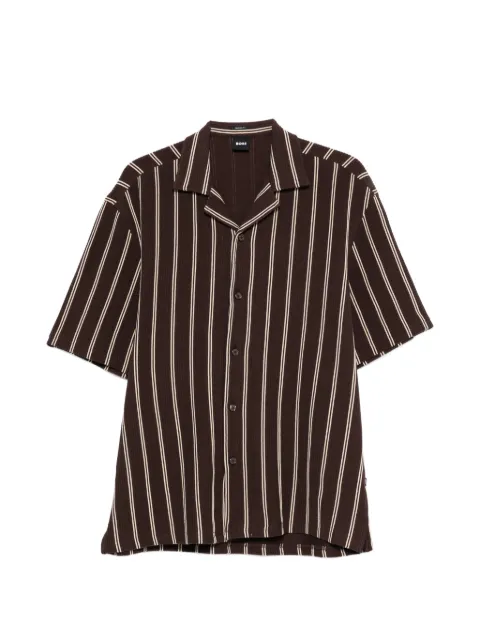 BOSS striped ribbed-knit shirt Brown 50561448