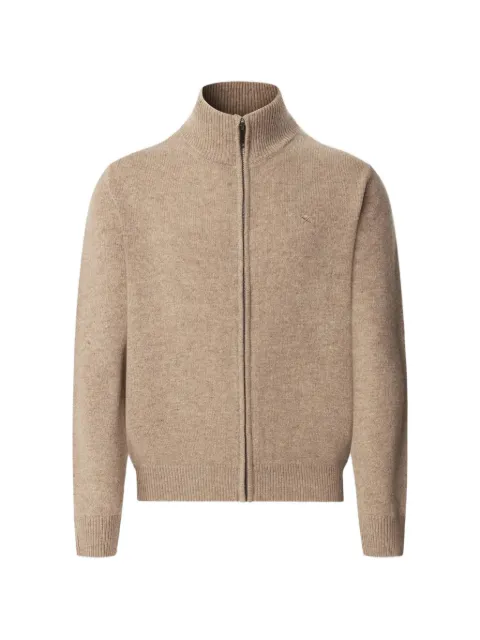 Hackett London zip ribbed knit cardigan Neutrals HM7000077