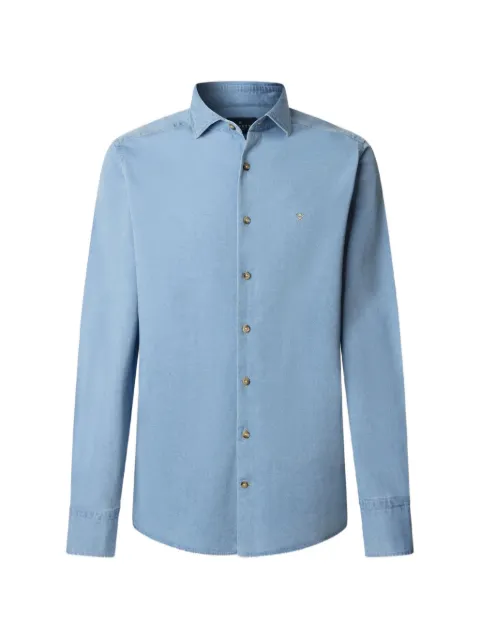 Hackett London embroidered logo shirt Blue HM3010476