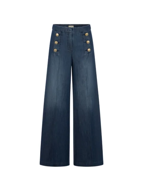 Seductive button fastening palazzo pants Blue 9266719362