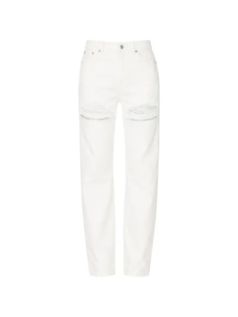 AREA crystal-embellished ripped jeans White RS26AWPA0101DE02WHITE