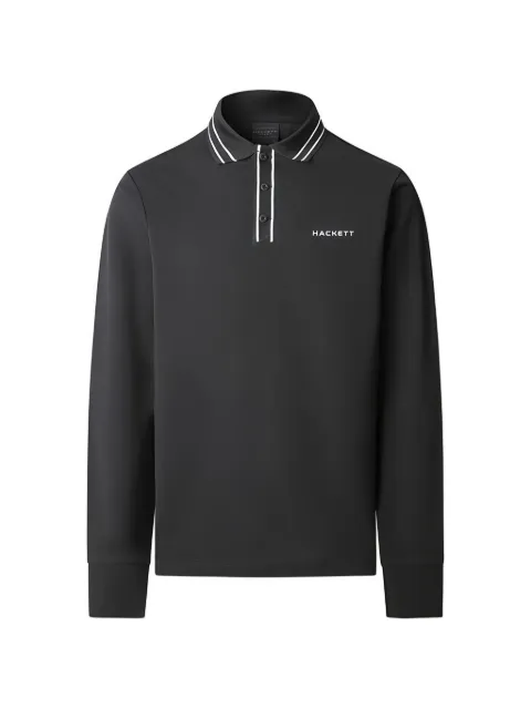 Hackett London striped collar polo shirt Black HM5500006