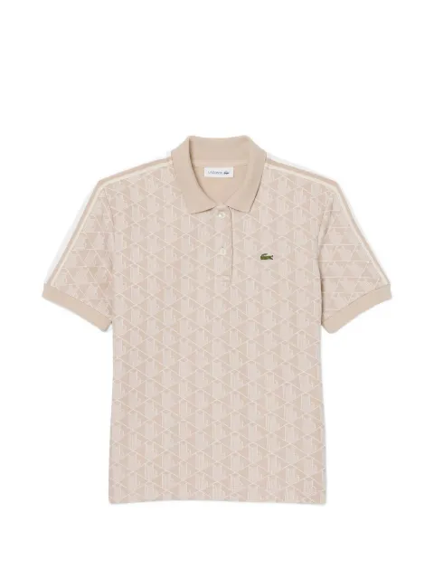 Lacoste monogram-patterned polo shirt Neutrals DF3364