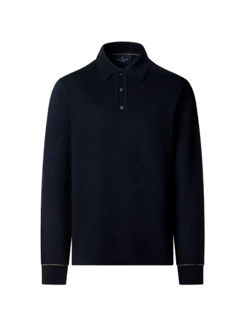Hackett London textured button polo shirt Blue HM7000090