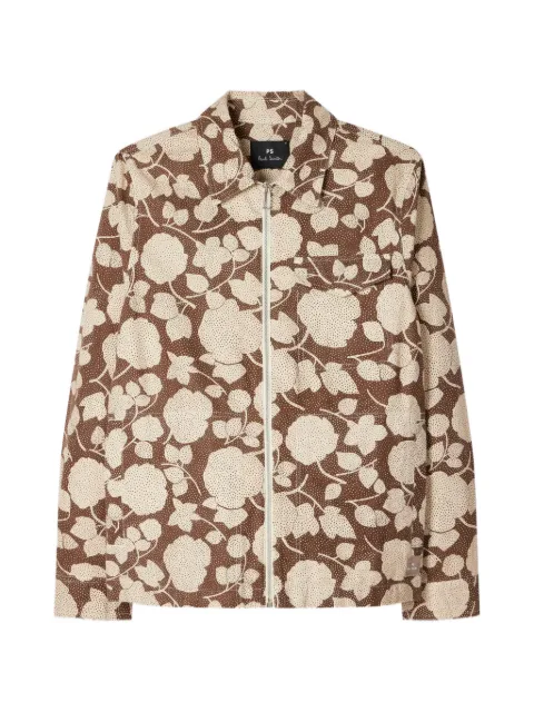 PS Paul Smith Perforated Floral zip jacket Brown M2R051YV22645