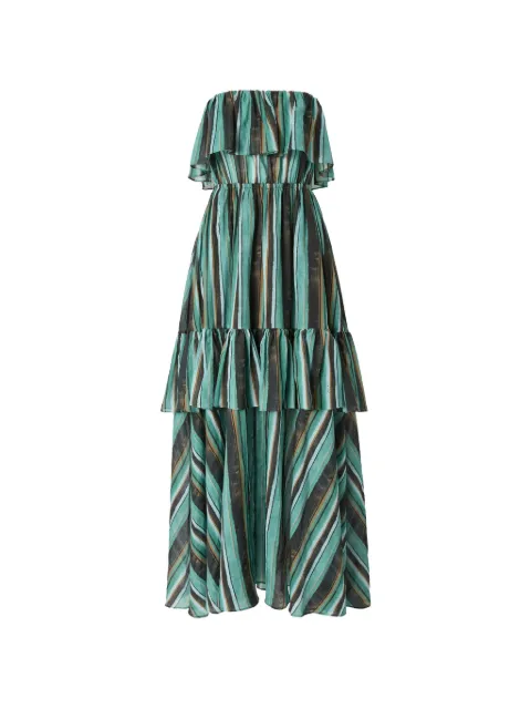 PINKO ruffled striped dress Green 106878A3CH