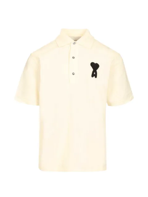AMI Paris cotton Ami De Coeur knitted patch polo Neutrals E26UPL428JE0221
