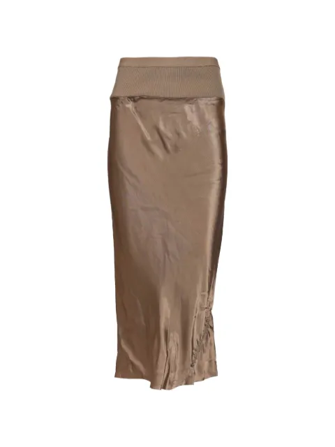 Rick Owens ribbed waist bias skirt Brown RP01F6332