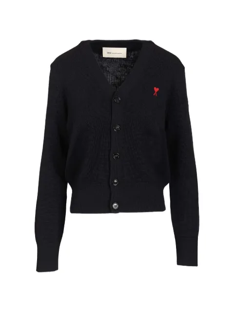 AMI Paris Ami de Coeur V-neck cardigan Blue 26PFKC374001