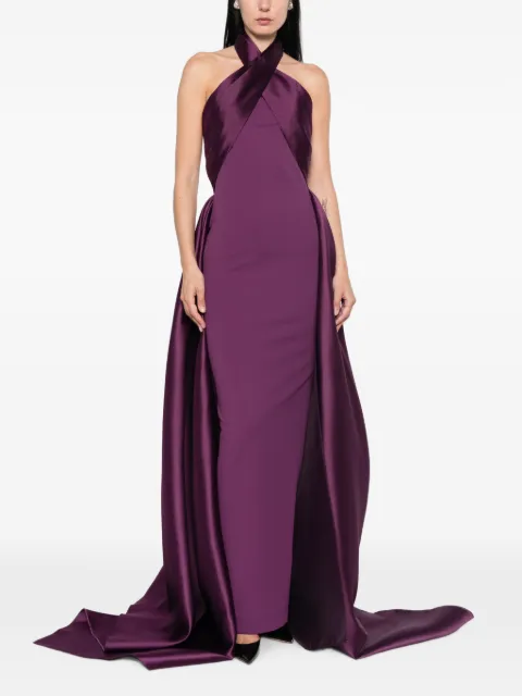 Solace London Rumi crossover-neck maxi dress Purple OS49032