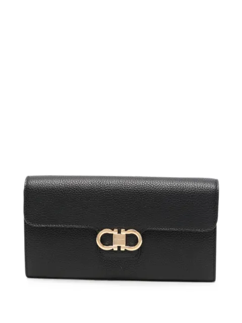 Ferragamo Double Gancini leather clutch bag Black 785769