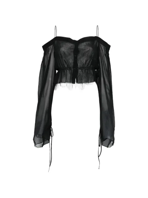 Isabel Benenato lace-detail blouse Black DW82S26