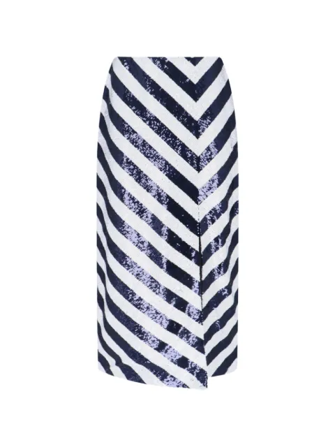 Lauren Ralph Lauren striped sequinned midi skirt Blue 200P08047