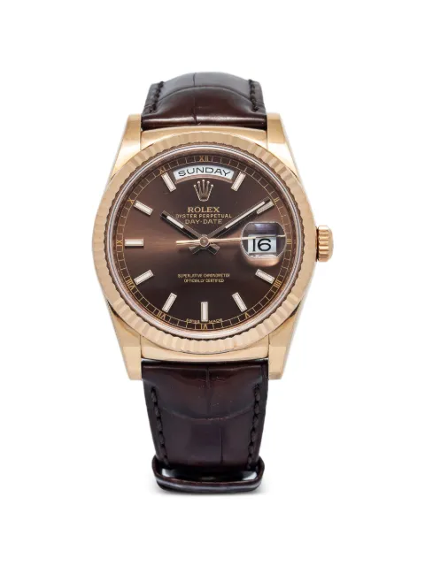 Rolex fluted day-date 36mm watch Brown 118135