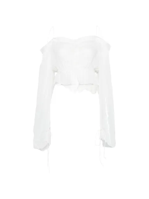 Isabel Benenato off-shoulder blouse White DW82S26