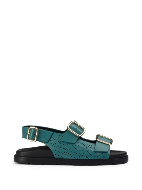 Doucal's perforated buckle leather sandals Green DD8889MATIUF073NB34