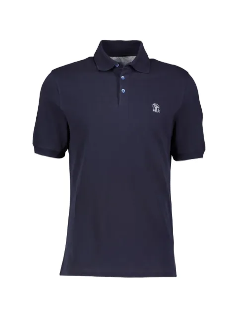 Brunello Cucinelli logo-embroidered cotton polo shirt Blue M0B133915C4425