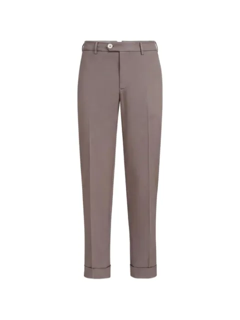 Brunello Cucinelli Italia Fit pressed-crease turn-up cotton trousers Brown M252DI1770C6046