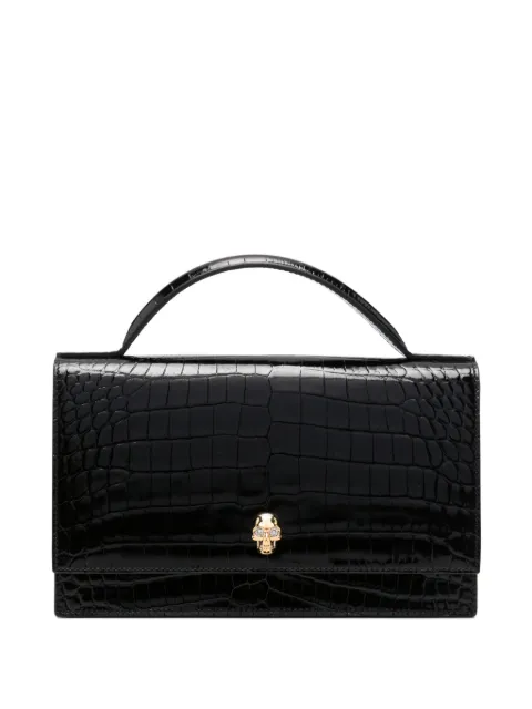 Alexander McQueen Skull crocodile-effect leather tote bag Black 8552921HB0G