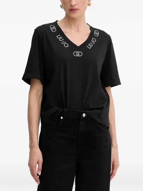 LIU JO V-neck embellished T-shirt Black TF5143JS003