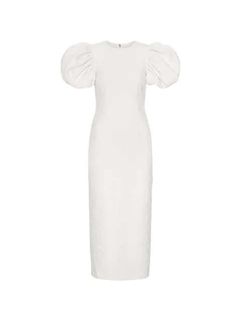 ROTATE BIRGER CHRISTENSEN puffy jacquard midi dress Neutrals 115745857