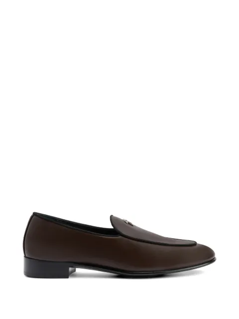 Giuseppe Zanotti metal logo leather loafers Brown EU60029H02
