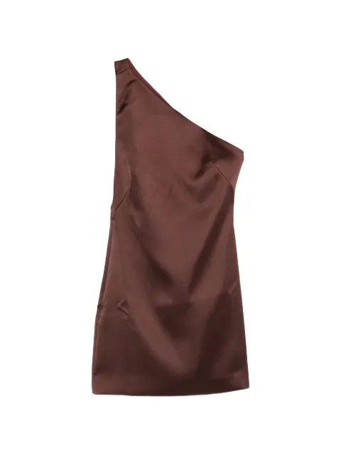Self-Portrait one-shoulder satin mini dress Brown SS26037SB