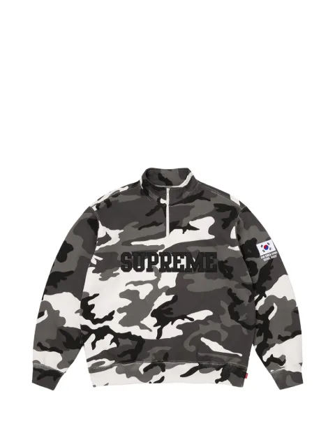 Supreme flag-detail half-zip camouflage-pattern sweatshirt Grey SU27015