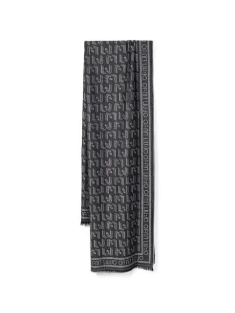 LIU JO logo-jacquard frayed scarf Black 2A6015T0300